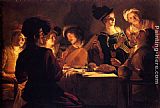 Supper Canvas Paintings - Supper With The Minstrel And His Lute
